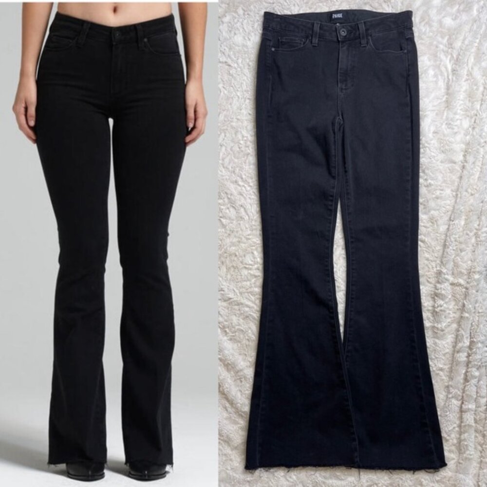Paige High Rise Bell Canyon Black Flare Jeans